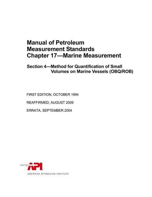 API MPMS Chapter 17.4 (R2009)